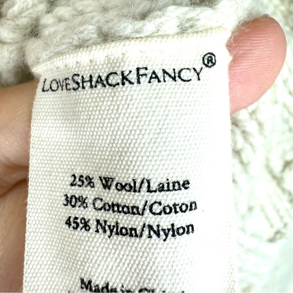 LoveShackFancy Cream Knit Women's Sweater cropped Frankel cardigan size L - Picture 7 of 8
